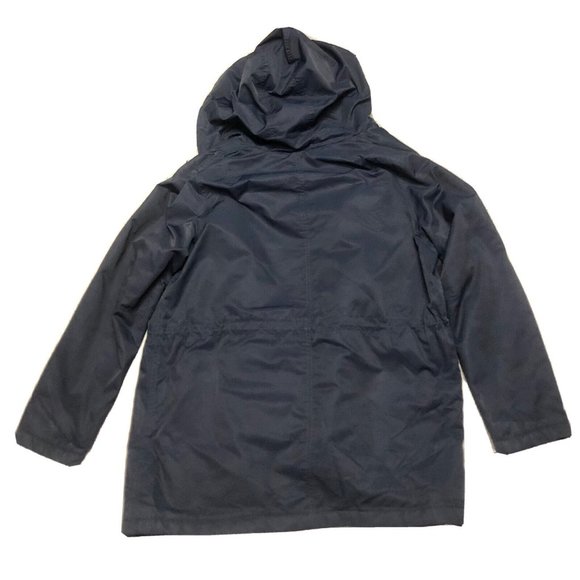 Tommy Hilfiger American Classics Mens Large Navy Blue Hooded Faux Fur Trim Coat - Picture 2 of 8